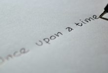 The sententce "Once upon a time" being written