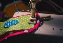 A sewing machine with costume fabric