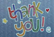 The words thanks you sewn on denim